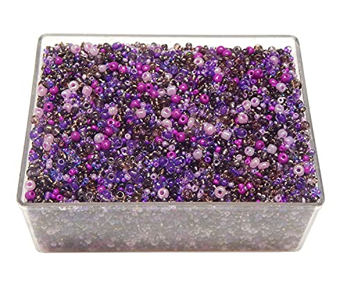 Perlin Glass Seed Beads 2mm 3mm 4mm Round Pony Beads Pack of 3000 Mixed Size, Colour Mix for Jewelry Making Earrings Bracelets Pendants Waist DIY Handmade (Purple) - color: Purple
