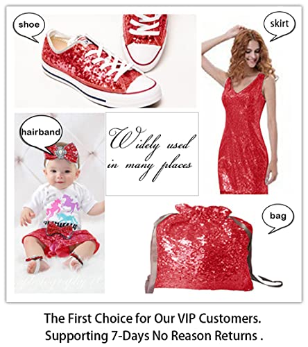 ShiDianYi 15 Feet Sequin Fabric by The Yard - 5 Yards Red Glitter Mesh Material for Sewing, Dress Making - Sparkle Fabric - color: Red, size: 5 Yard