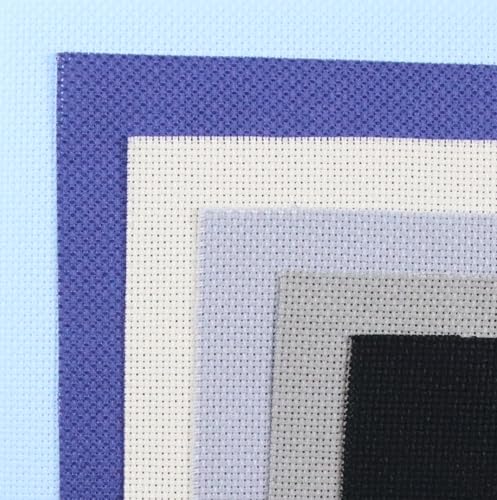 KCS 6 pc of 15" x 18" (38cmx45cm) Counted Cotton Aida Cloth Cross Stitch Fabric Rolled Box (18CT-H) - color: 18ct-h