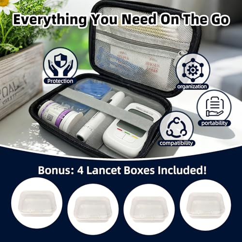 Diabetes Travel Case,Blood Glucose Meter Testing Kit Storage Organizer Bag