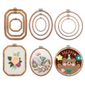 9 Pcs Embroidery Hoop Frame Set, Imitated Wood Decorative Hoops