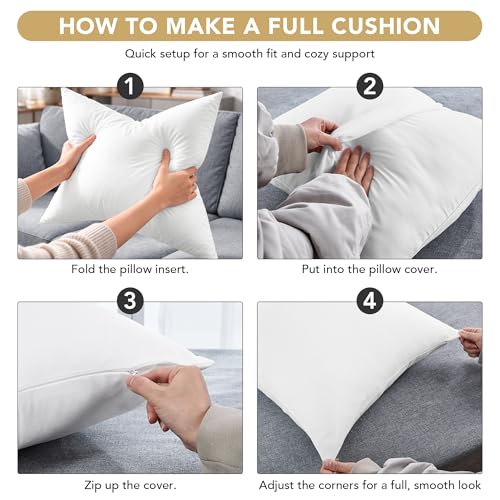 Deconovo Faux Linen Throw Pillow Covers for Sofa and Couch, Hidden Zipper - color: Linen White, size: 18" x 18" (Pack of 4)