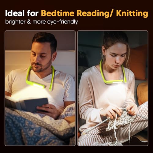 Neck Book Light, Rechargeable Reading Light, 3 Colors Dimmable - color: Lime