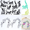 CRASPIRE 2 Sheets Black Cats Flowers Water Soluble Embroidery Patterns Stabilizers Hand Sewing Stick and Stitch A4 Transfers Fabric Wash Away Pre-Printed Self Adhesive for Beginner Cloth Sewing Lovers - style: Cat 2 Sheets
