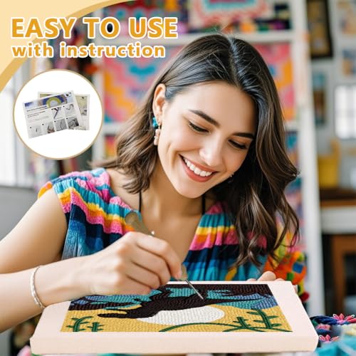 DOODLREAM Dinosaur T-Rex DIY Punch Needle Embroidery Kit for Beginner - color: Dinosaur