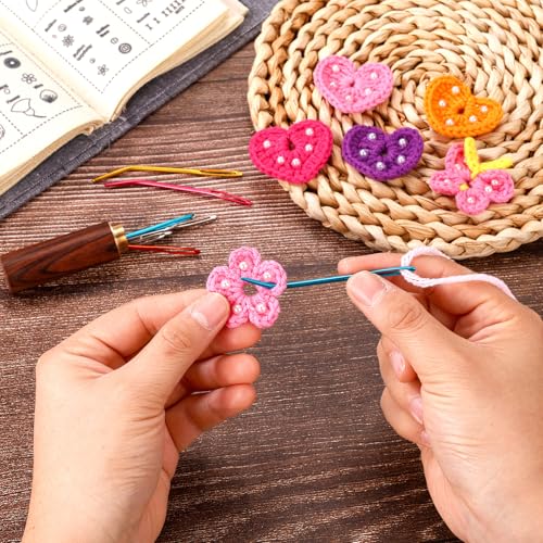 17pcs Large Eye Sewing Needles Kit with Wooden Case, Blunt Darning & Bent Tapestry Hand Yarn Needles Tool Supplies for Crochet Knitting Kandi Embroidery Projects