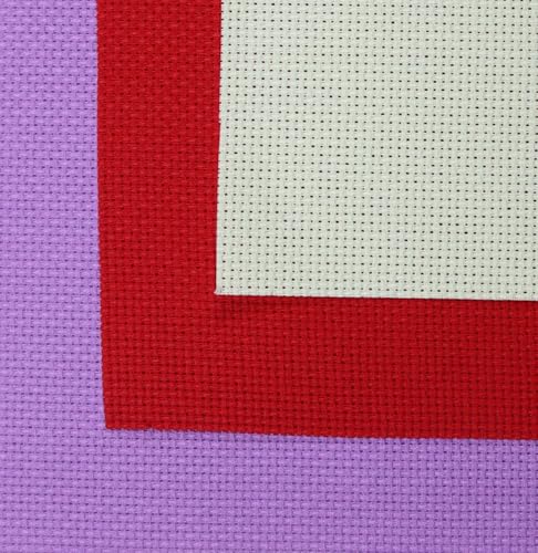 KCS 3 pc of 15" x 18"(38cmx45cm) Counted Cross Stitch Cotton Aida Cloth Needlework Rolled Fabric Box,14CT,Light Green+Lavender+Red - color: Light Green+lavender+red, size: 14CT