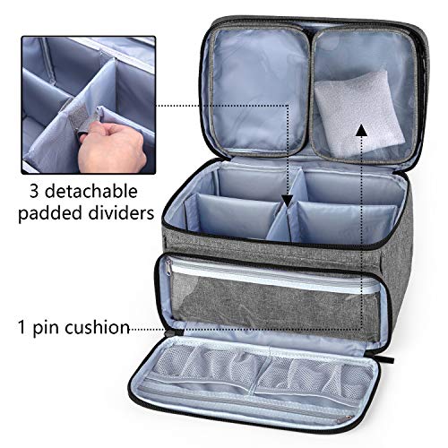 Luxja Sewing Storage Organizer with 2 Detachable Clear Pockets, Gray - color: Gray