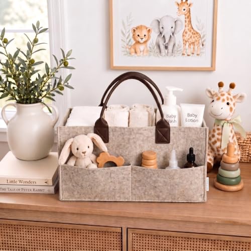 Felt Diaper Caddy Organizer, Nursery & Car Organizer - color: Oatmeal
