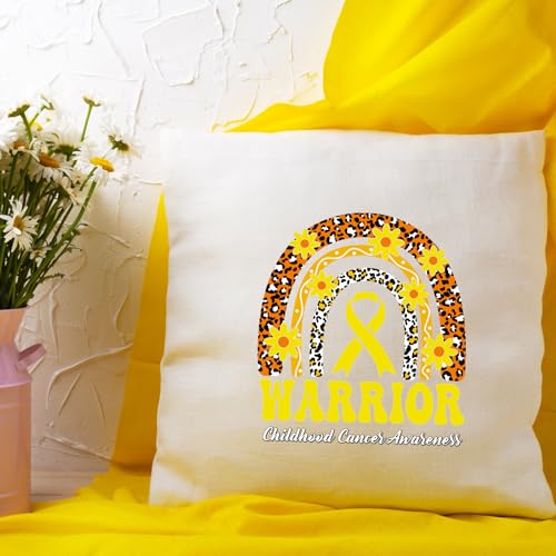 Dtf Transfers Ready to Press - 20Pcs Childhood Cancer Awareness Iron on Transfers Gold Ribbon Iron on Decals Cancer Survivor Heat Transfer Vinyl Stickers for Charity Clothing Pillows Bag DIY Crafts - color: Cancer Awareness