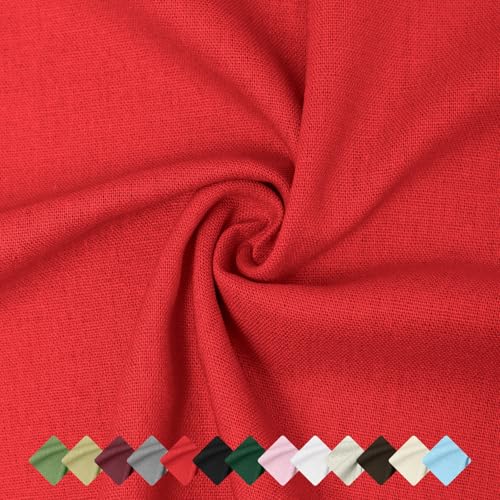 Linen Fabric | Natural Linen Cloth | Embroidery, Sewing | Soft, Breathable | 59" Wide | 50% Linen, 50% Rayon | Hemp, Jute, Needlework, Lining(2Y, Red) - color: Red, size: 2 Yard