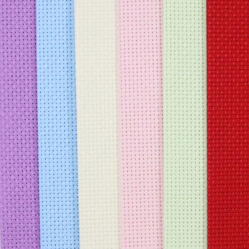 KCS 6 pc of 12" x 18" (30cmx45cm) 14 Count Cotton Aida Cloth Cross Stitch Fabric (14CT-E) - color: 14ct-e