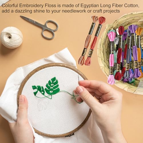 12 Skeins Embroidery Floss, Colorful Embroidery Floss 6 Strands Polyester Variegated Gradient Cross Stitch Thread for Sewing, Gradient Yellow-Green - color: Gradient Yellow-Green