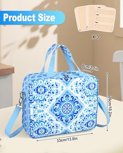 Sewing Supplies Organizer Bag with Removable Binder, Blue Floral - color: Blue