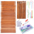 Exquiss 75 PCS Knitting Needles Set, Bamboo Double Pointed Knitting Needles (8-Inch/20cm Length) 15 Sizes: 3mm-10mm, 12pcs Crochet Hooks Set (6.1'' Length), 12 Sizes: 2mm-10mm