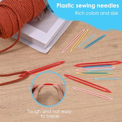 15Pcs Finishing Yarn Needles Large Eye for Sewing Weaving in Ends, 5 Colors Darning Needles for Yarn, Knitting Crochet Darning Tapestry Plastic Needle for Thick Bulky Yarns