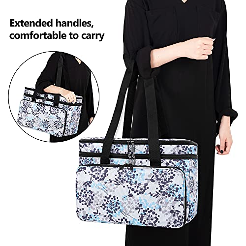 CURMIO Double-Layer Knitting Tote Bag, Yarn Storage for Crafts, Dandelion - color: dandelion