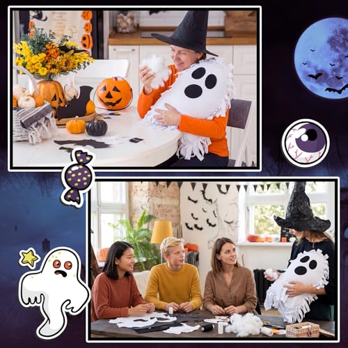 Weysat 6 Sets Halloween Ghost Tied Pillow Craft Kit, No Sew Pillows - style: Ghost