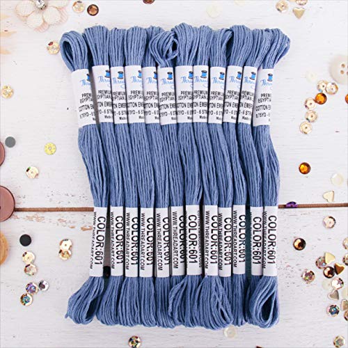 12 Skeins ThreadArt Cotton Embroidery Floss, Dusty Blue - color: Dusty Blue