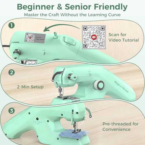Double Thread Handheld Sewing Machine with Lockstitch, Dual Power