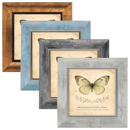 XUANLUO 5x5 Picture Frames Set of 4,Rustic Retro Photo Frame(Multicolor) - color: Multicolor-4pcs, size: 5 x 5 inch
