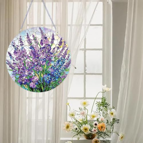 ARPADAMO Flowers Diamond Art Kits for Adults, Acrylic Hanging Suncatcher - color: DP05085