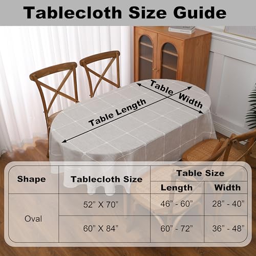 Gernaice Plaid Oval Tablecloth Checkered Table Cloth 52” x 70“ Brown - color: Brown, size: 70" x 52" (Oval)