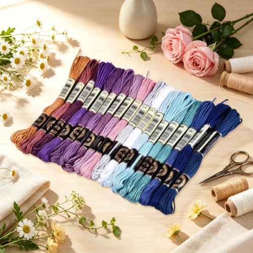157.5 Yards Embroidery Floss Colorful Thread for Hand Sewing - color: Aurora Blue Purple Color