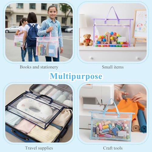 Kenaeooe 6 Pack 18x13x2.8 Inches A3 Project Bags Sewing Project Bag with Zipper and Handle Clear Mesh Craft Organizer Storage for Quilting, Artworks, and Travel Supplies