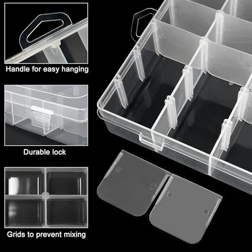 Guyuyii 4 Pack 36-Grid Plastic Clear Organizer Box with Adjustable Dividers - size: 4 Pack 36 Compartments