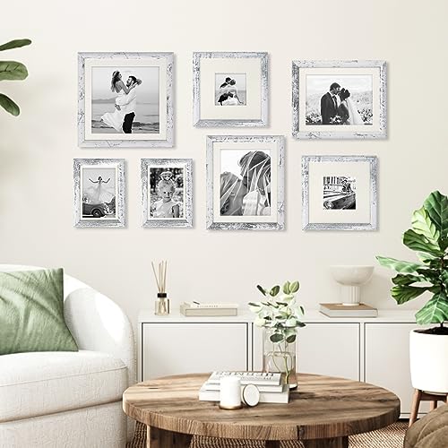 AEVETE Picture Frame 5x7 White Wash Photo Frames Rustic for Wall and Desk - color: White Wash, size: 5x7