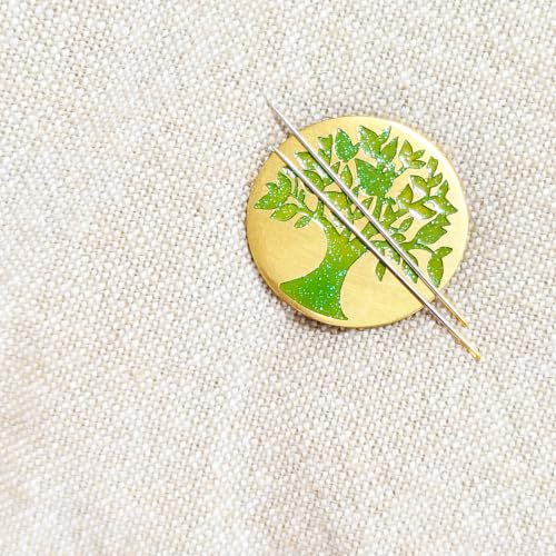 SUNOREEK Tree of Life Magnetic Needle Minder for Cross Stitch, Needle Holder for Embroidery Sewing Needlepoint Accessories, Silver and Gold, Stainless Steel, 2 Pack with Storage Case (Tree Gold) - color: tree gold
