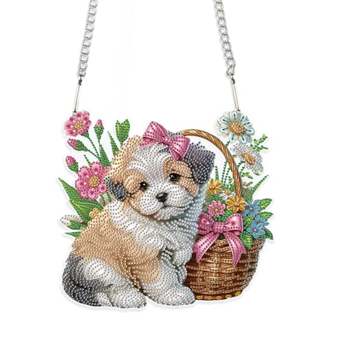 JISHSHAY Diamond Painting Hanging Pendant Dog Diamond Art Hanging Ornament Animal Gem Art Pendant Gem Painting Wind Chimes Mosaic Kits for Adults Windchimes Embroidery Suncatchers Sun Catchers - color: Dog