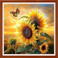Redxing Counted Cross Stitch Kit for Beginners,Unprinted Needlepoint Kits for Beginners Cross Stitching Embroidery Kit 11CT Stitches kit-Sunflower Butterfly 18x18 inch - color: Setpattern10