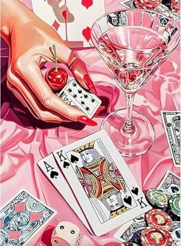 Poker Cross Stitch Kits,Embroidery Starter Kit for Adult Beginners, 11CT Cross-Stitch Patterns Dimensions Kit Arts，Needlepoint Kit Crafts for Home Decor 15.7x11.8 inch - color: T009