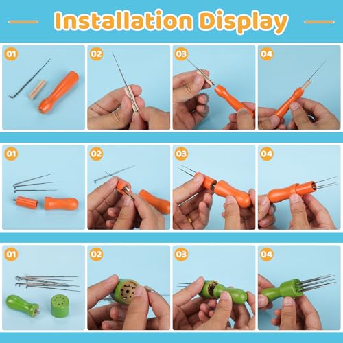 JNENERY Needle Felting Kit, 42 Colors Wool Roving Starter Kit