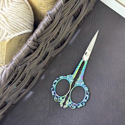 Small Sharp Embroidery Scissors, Precision Detail Sewing Shears - color: Rainbow