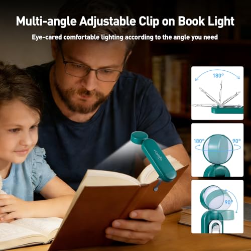 VAVOFO USB Rechargeable Book Light, Bookmark Clip on LED Reading Light - color: Dark Green