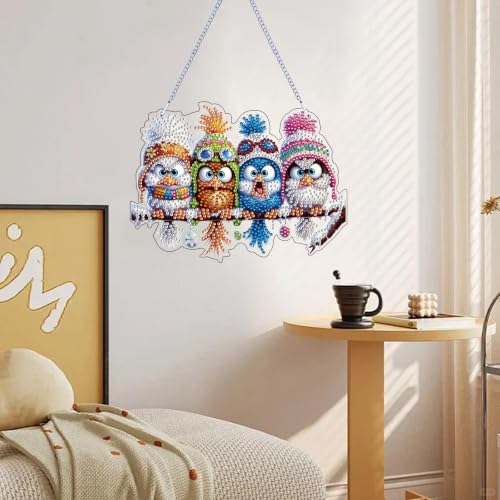 STGLCR Diamonds Art kit for Adult,Birds Pendant Diamonds Painting Art Kit,7.79x5.78inch Acrylic Diamonds Painting Board Kit Ornament, Special Crystal Diamond Hanging Ornament - color: Birds