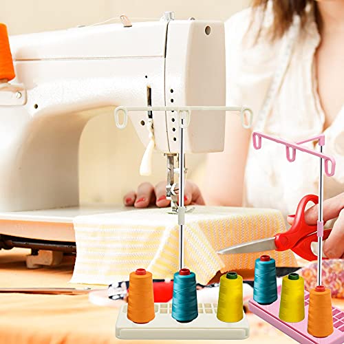 Vuzvuv 2 Pack Thread Holders, Embroidery & Sewing Machine Organizer, 3-Spool Thread Rack, Suitable for Beginners & Adults, White-Pink - color: White-pink