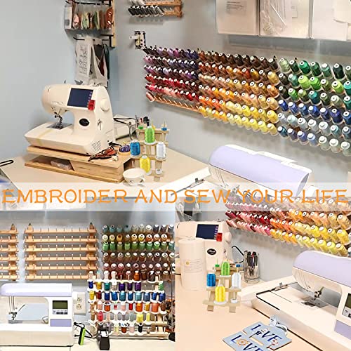 New brothread 60 Spools + 12 Spools Wooden Thread Rack - color: Wood Color - 60+12 Spools