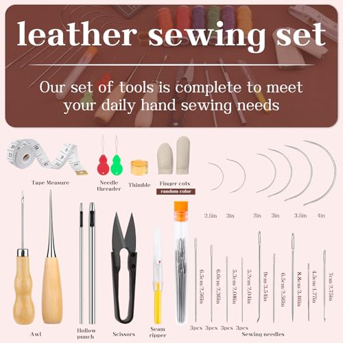 Leather Sewing Kit Upholstery Repair Kit Leather Stitching Kit - color: Multicolor - with Leather Punches