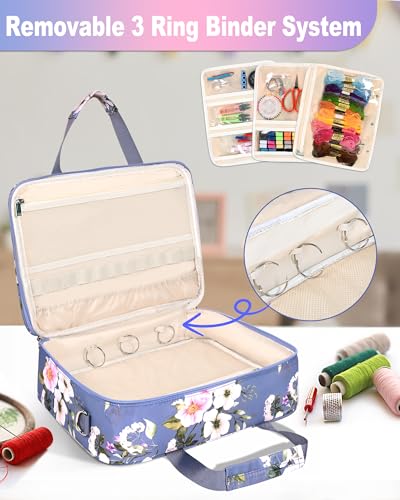 Sewing Supplies Organizer Bag with Removable Binder, Flower - color: Flower