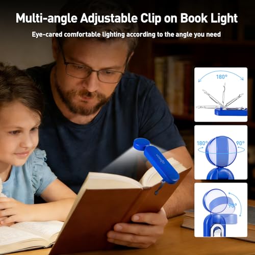 VAVOFO USB Rechargeable Book Light, Bookmark Clip on LED Reading Light - color: Royal Blue