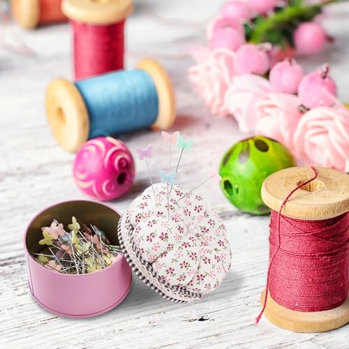 Cute Pumpkin Pincushion with Lid Storage Box - Small Sewing Needle Cushion Holder Decorative Pin Keeper for Sewing Supplies(Pink)