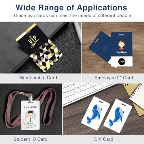 100 Pack Premium Blank PVC Cards with Slot Punch on Short Side - Vertical Slot Punch Blank ID Cards- CAETOUNG CR80 30 Mil Graphic Quality White Plastic Cards for Photo ID Badge Printers - color: 100pack
