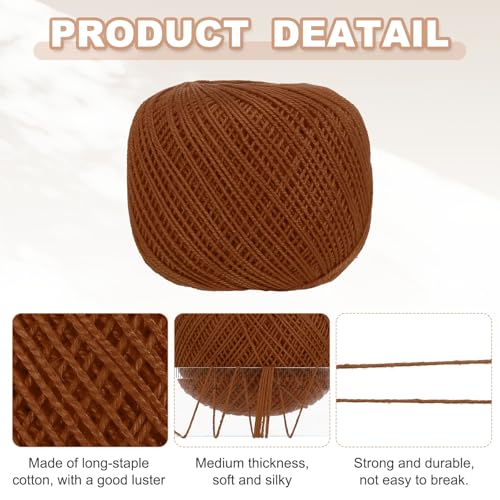 MECCANIXITY Crochet Thread Pearl Cotton Size 3 Red Brown Pearl 164 Yards for Crocheting Tatting Knitting Embroidery Sewing - color: Red Brown