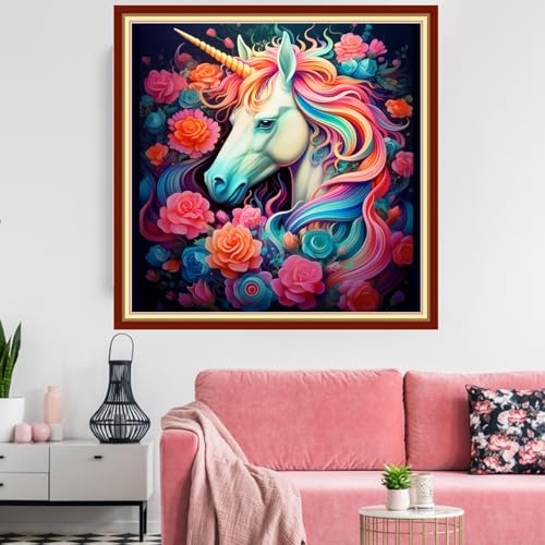 Redxing Stamped Cross Stitch Kits Embroidery kit for Beginners Adults Full Range of Embroidery Patterns Starter Kits DIY Printed Cross Stitch Kits Needlepoint Kits 11CT-Unicorn Flower 18x18 inchs - color: Artskits11
