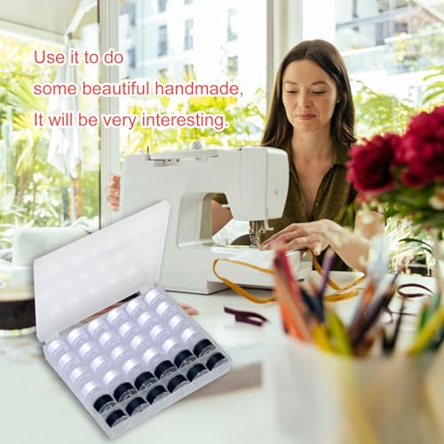 36Pcs Bobbins and Sewing Threads with Plastic Bobbin Case for Multiple Sewing Machine, Pre-Wound Bobbins Set (White&Black) - color: white&black