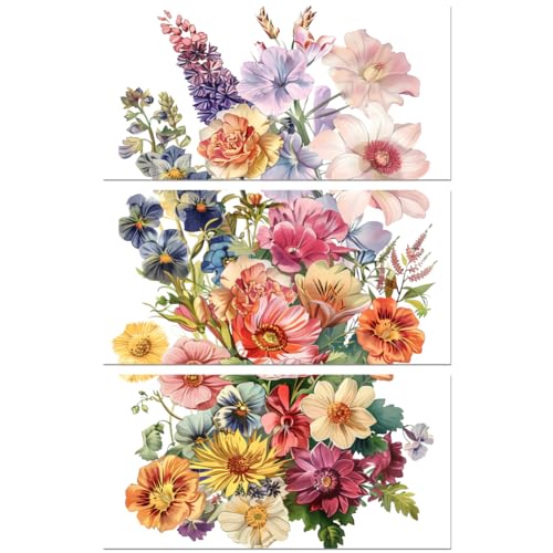Peacoblue Vintage Flowers Rub On Transfers for Furniture Craft 6"x12" - style: Vintage Flowers